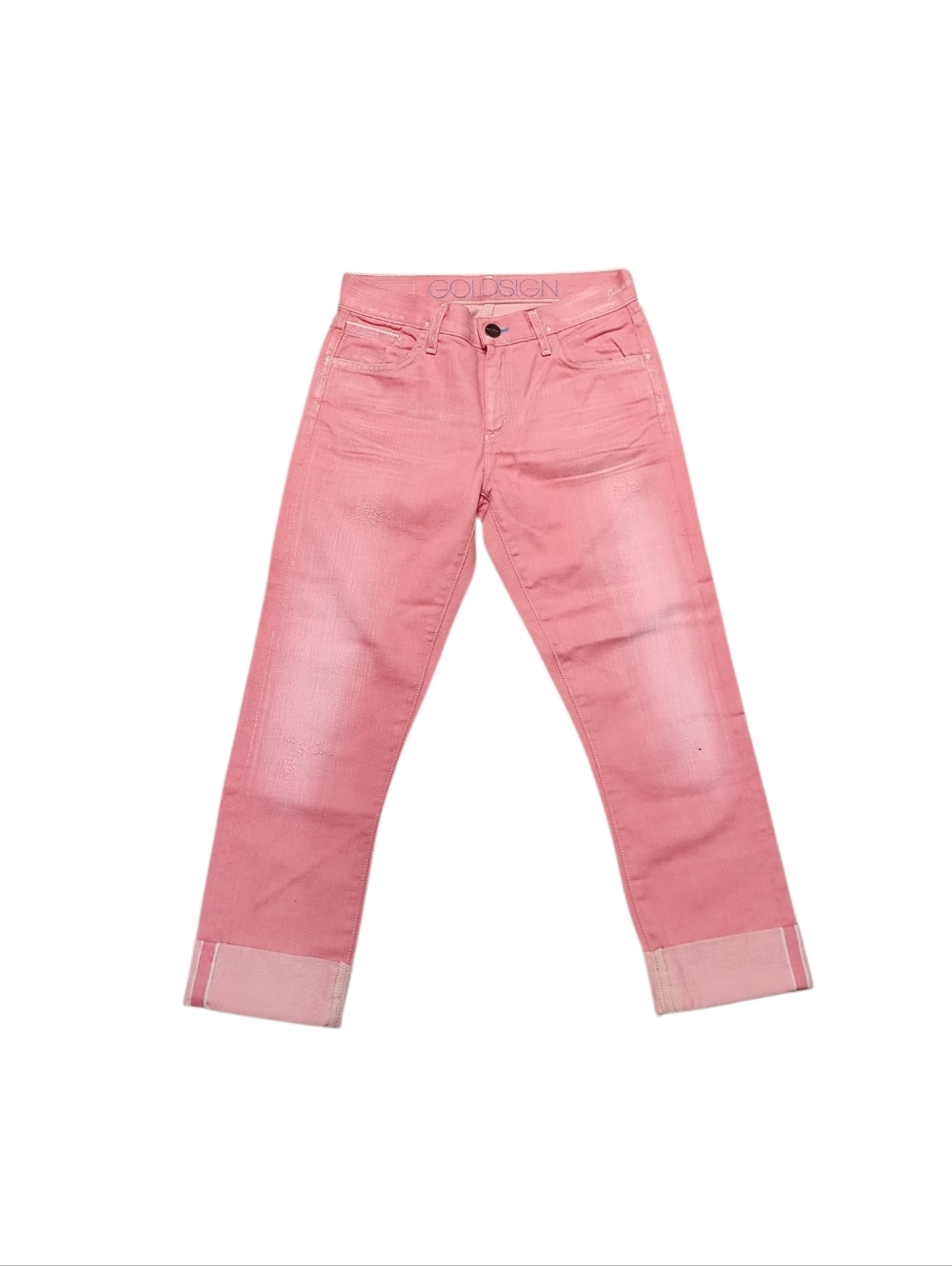 Goldsign Pink Cropped Ankle Jeans With Rolled Hem NWOT